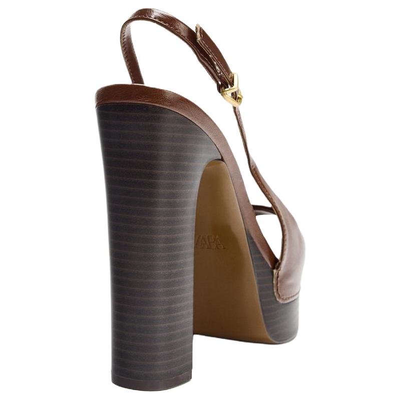 Zara Fashionable Minimalist One-Strap Sandals Women Sandals Brown 2303610105