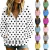 Women's Polka Dot Print Long Sleeve Hooded Jacket with Pockets and Casual