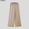 INCERUN Men's Sheer See-Through Casual Loose Beach Party Wide Leg Trousers Pants