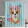 Cute Dog Panda Blackout Curtains 2 Pieces Partition Curtains for Bedroom Window Curtain Living Room Curtain Halloween Decoration