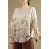 Ethnic Style Summer Blouse Cotton Ethnic Style Shirt Bat Sleeve Loose Large Round Neck T-shirt for Women