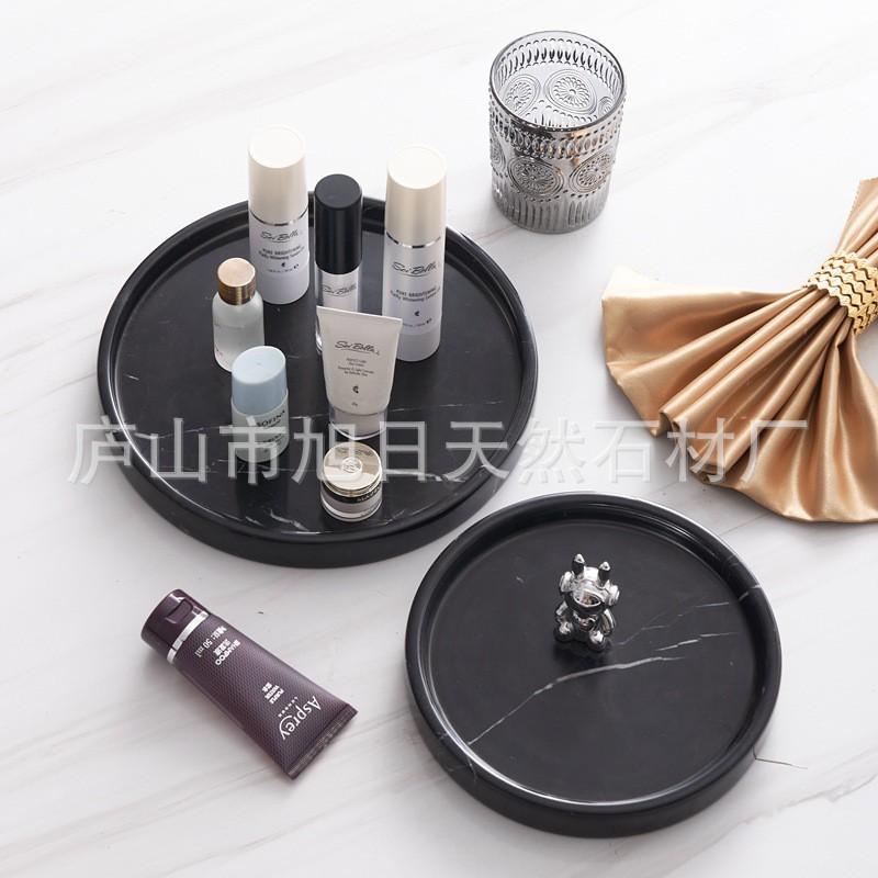 Natural Marble Round Tray Jewelry Cosmetics Display White Black 15cm 20cm 25cm Minimalist Nordic Style