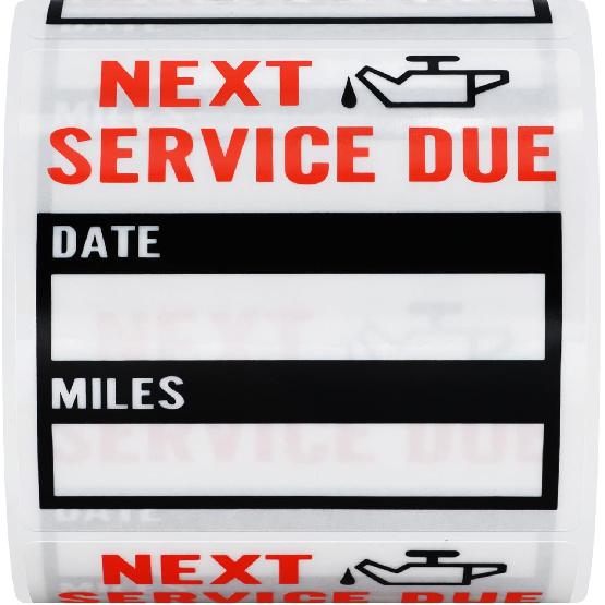 HYBSK 200Pcs Transparent Oil Change/Service Reminder Stickers 2"X2" Premium Quality Clear PET Oil Change Stickers (Black)
