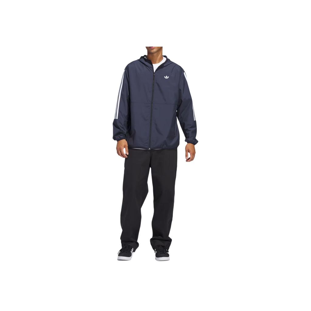 Adidas Originals Striped Logo Loose Long Sleeve Jacket Unisex Jacket Dark-Blue JC7591