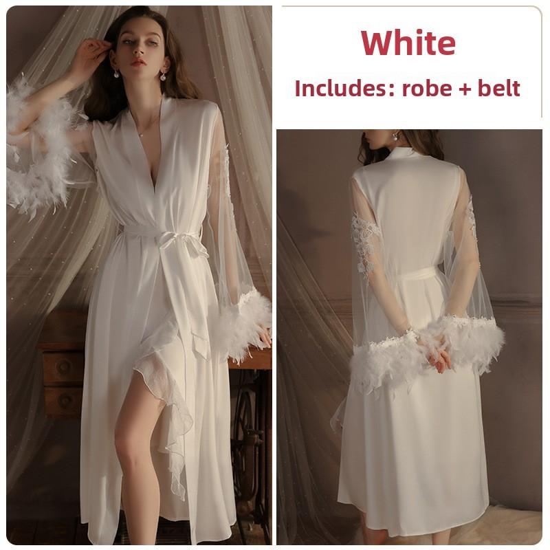 Sexy Solid Color Womens Satin Sleep Dress And Robe Set For Comfortable Nightwear