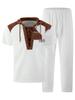 Men's Summer Hooded Drawstring Casual Sport Two-Piece Set