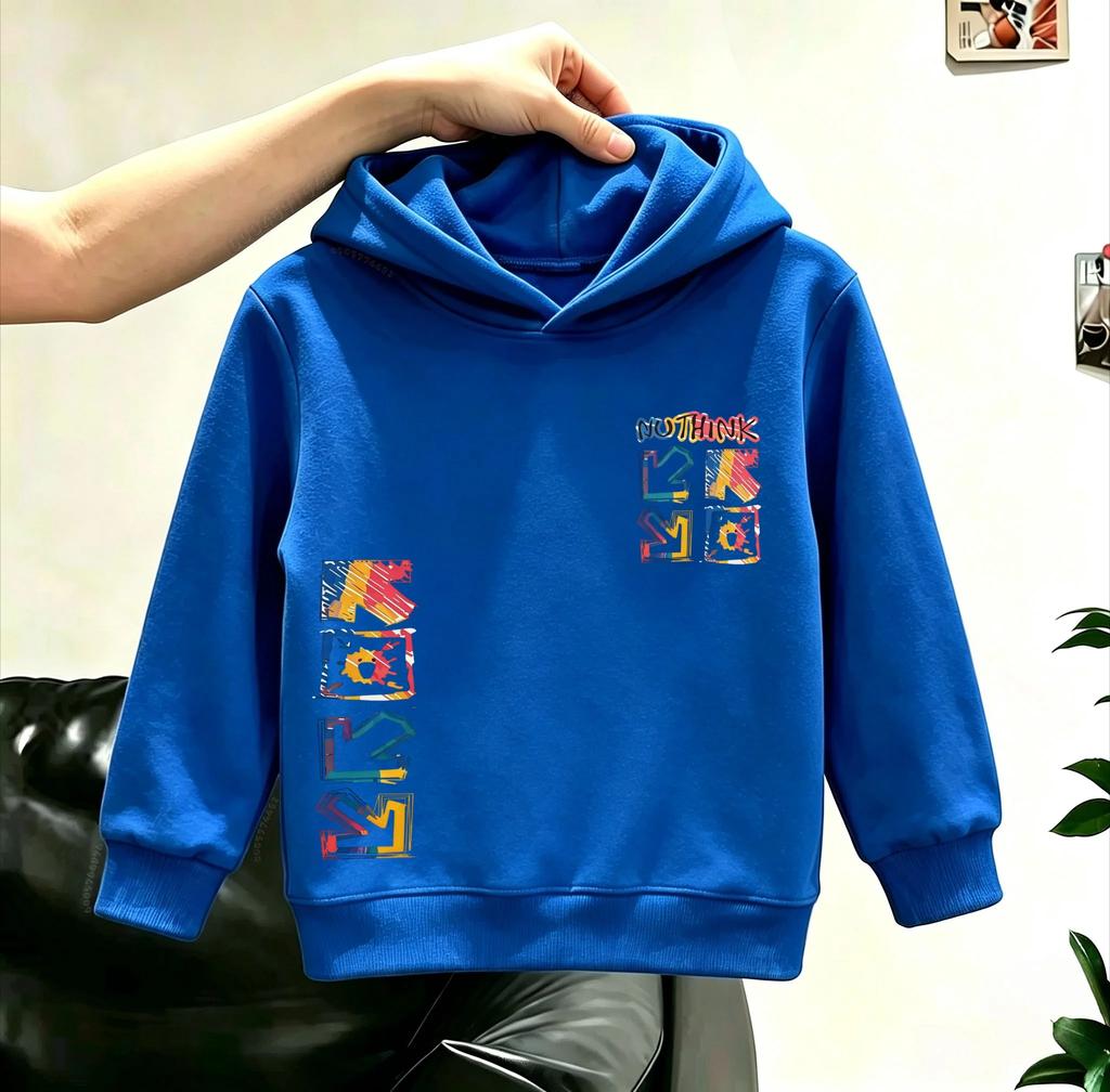 Children's hooded sweatshirt featuring arrow and letter graphics trendy streetwear style;unisex; suitable for autumn and winter.