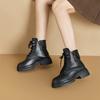 Fashion Boots Women's Spring Autumn Retro Womens Leather Shoes with Double-sided Zippers Platform Casual Shoes Soft Soled Leather Boots