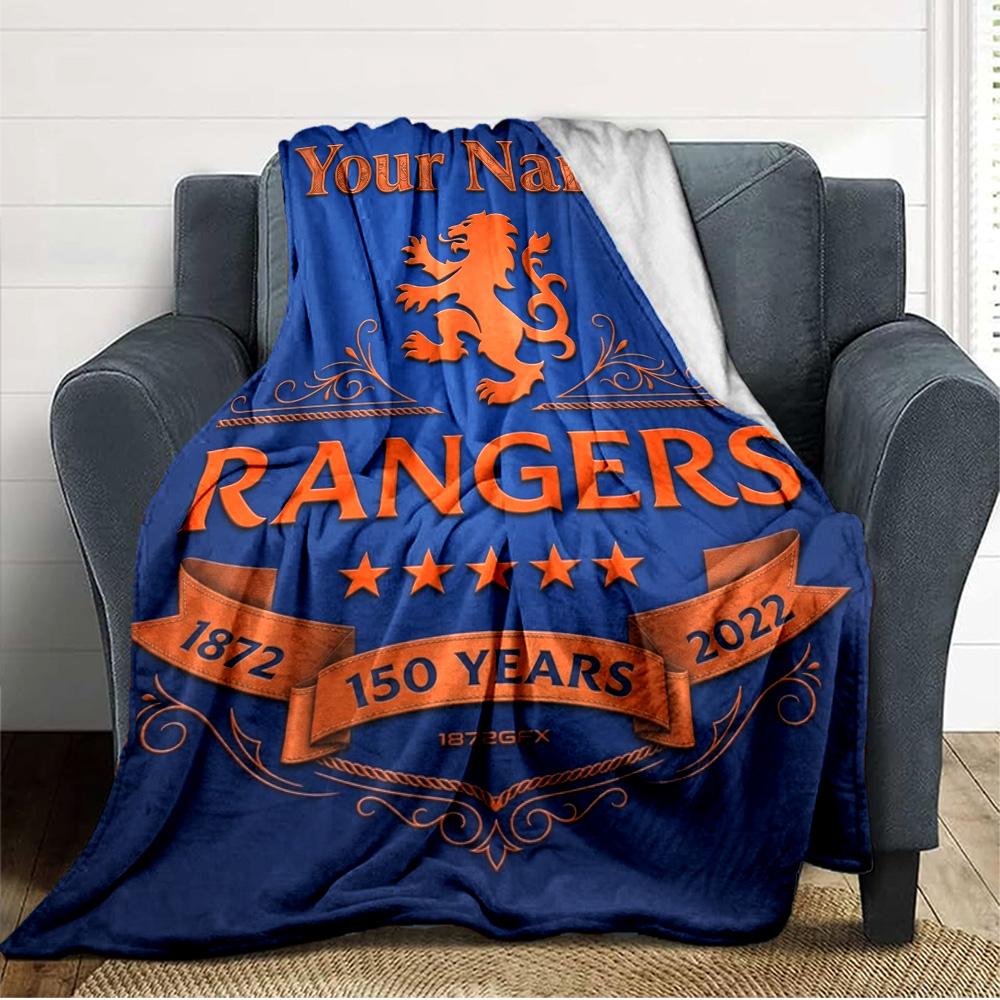 Name Custom Rangers Fc Print Flannel Blanket High Quality Warm Comfortable Cover for All Seasons Perfect for Gifts Home Decor