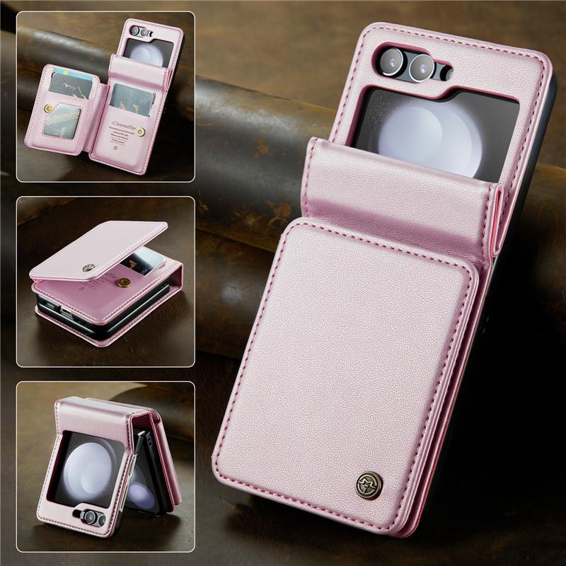 EUCAGR Luxury Magnetic Wallet PU Leather Case for Samsung Galaxy Z Flip 5 6 7 Card Solt Holder Pocket Cover for Galaxy Z Flip7 5