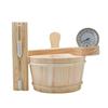 Sauna Accessories Set Includes Wood Bucket Long Handle Spoon Hourglasses Thermograph for Steam Room Bathroom Enduring