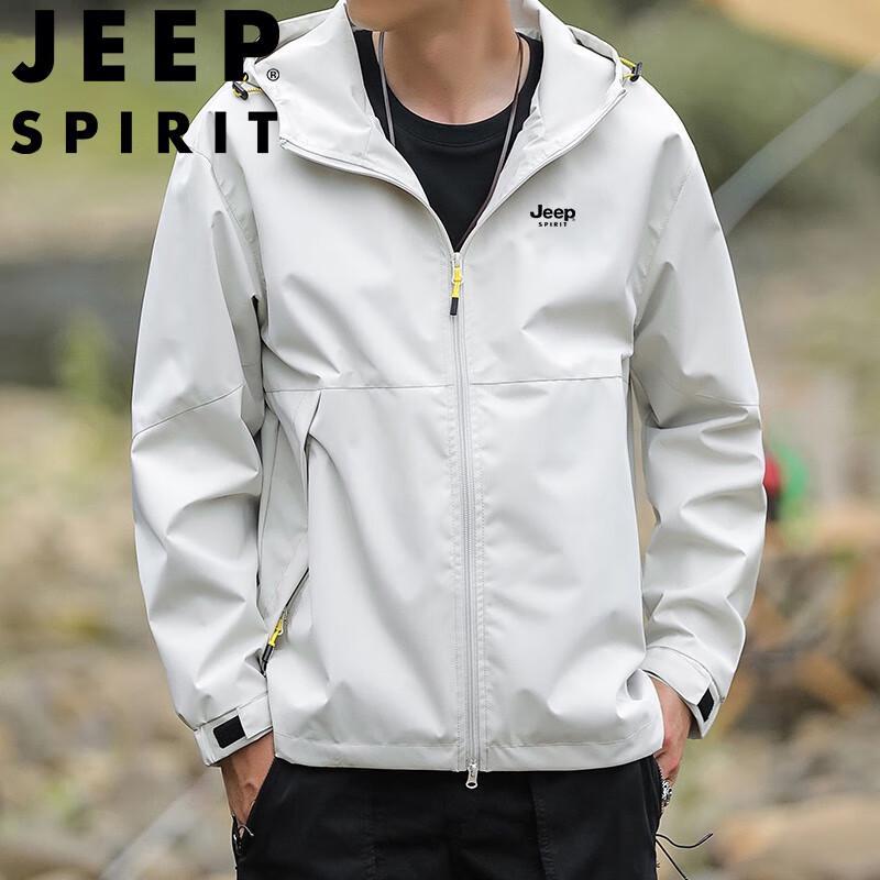 

JEEP SPIRIT Men s Casual Hooded Windbreaker Jacket L