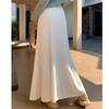 Off-White High-Waisted A-Line Pleated Knit Skirt for Petite Women - Autumn/Winter Korean Style