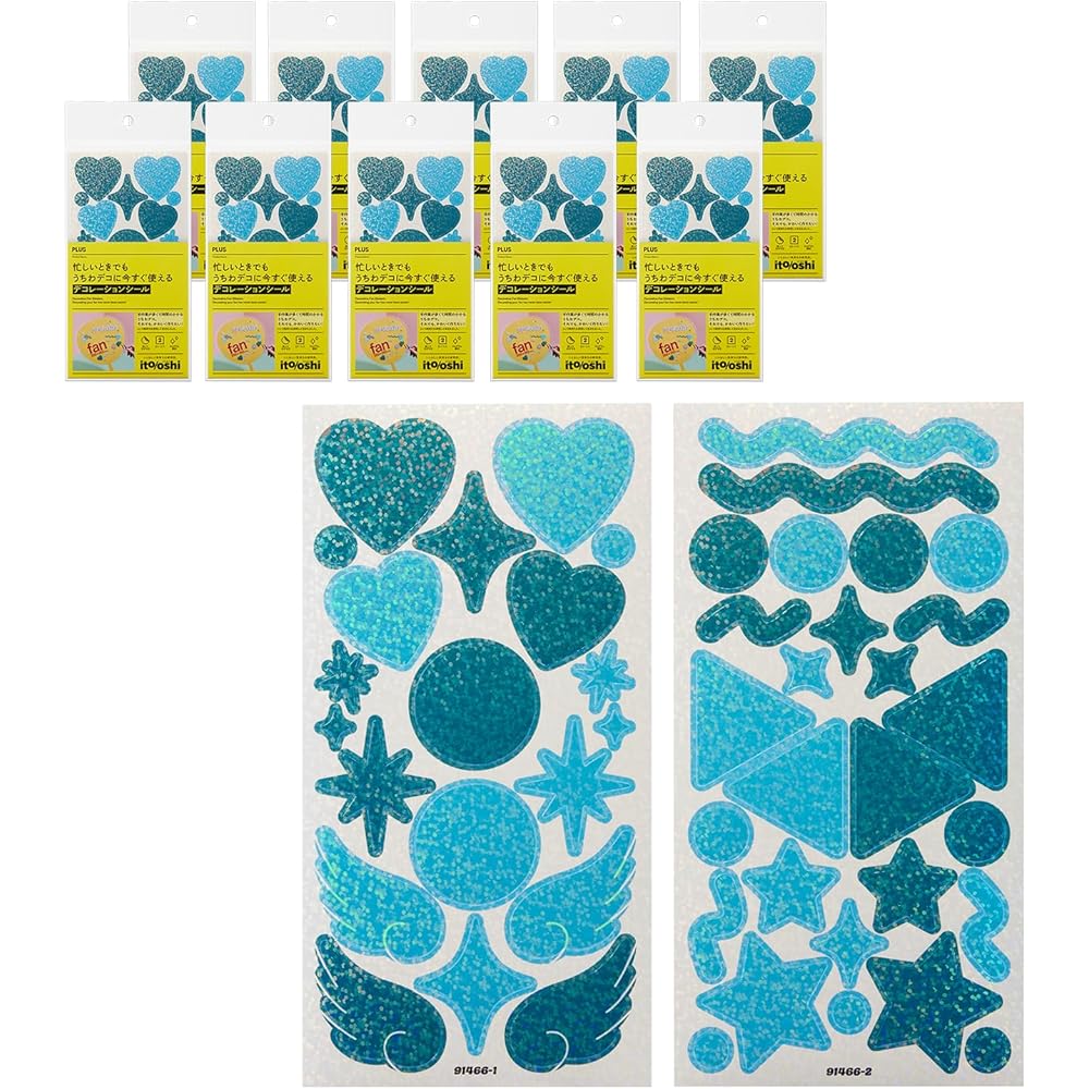 

Plus Decoration Stickers Set 10 Pieces Green Sky Blue for Fans and Events Generic Craft Supplies
