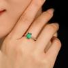 High-End Retro 925 Sterling Silver Emerald Diamond Ring