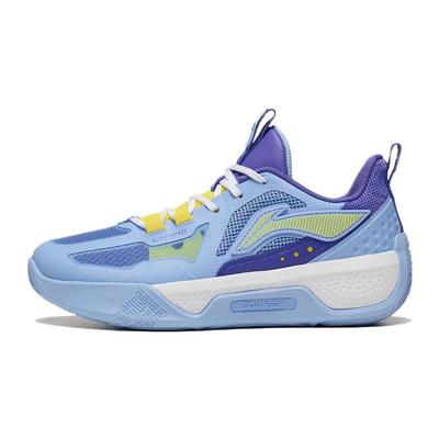 Pantofi de baschet Li Ning Tian Ying Cu tehnologie ușoară Respirabil Top jos Pantof sport pentru copii Albastru Violet YKBT054-11