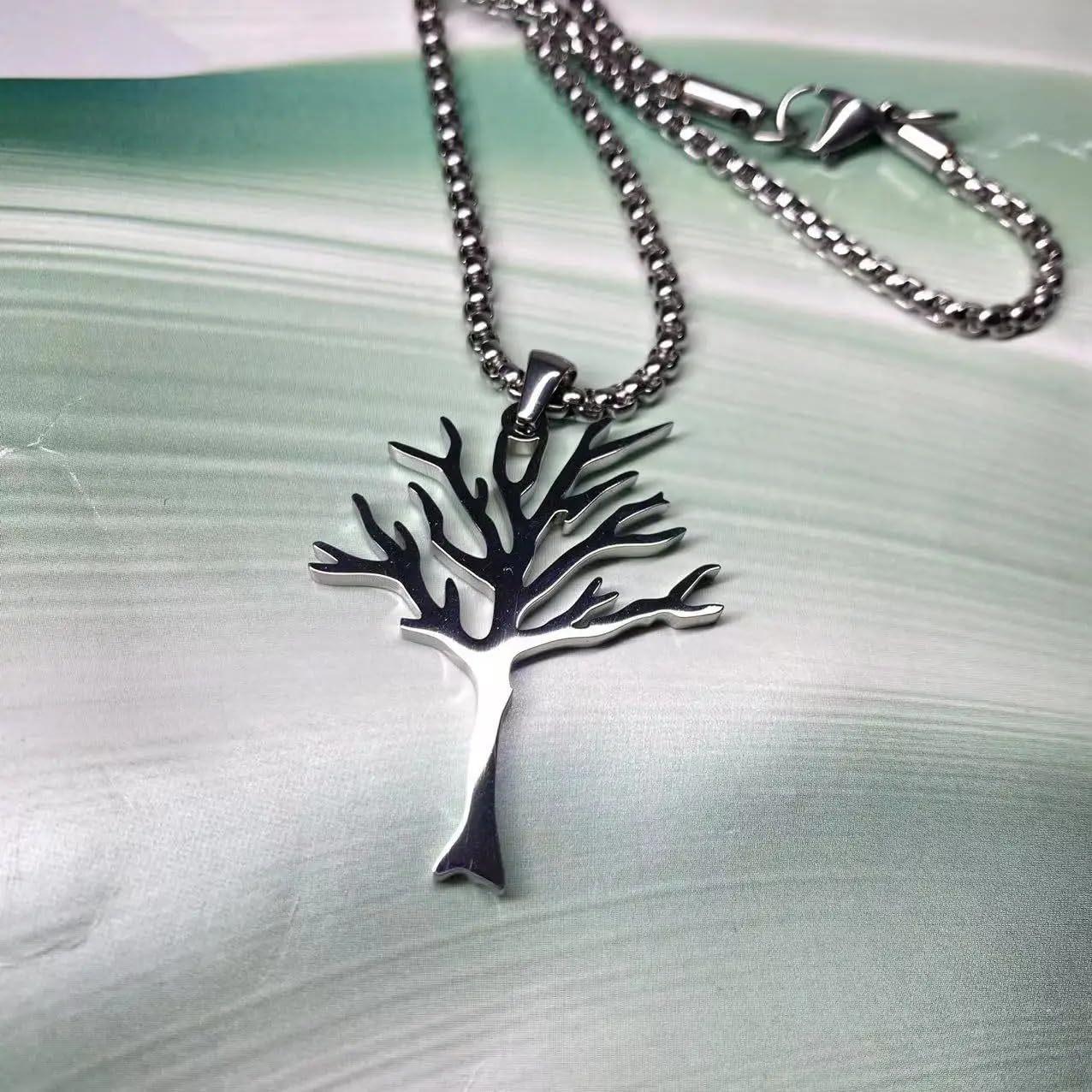 Silver High Quality Tree of Life Pendant Necklace 60CM