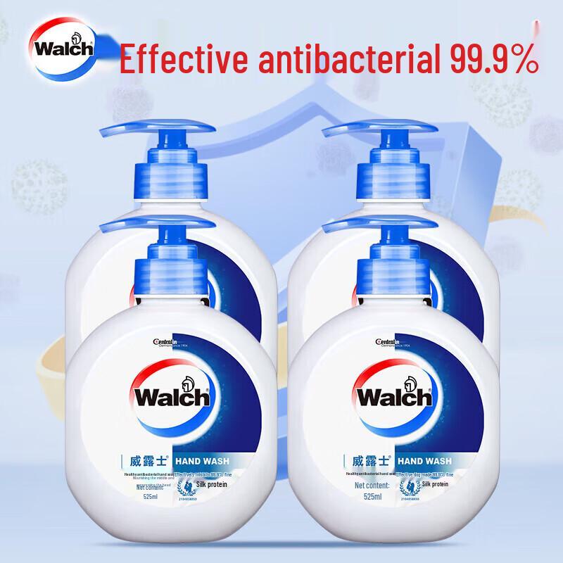 Walch Healthy Antibacterial Hand Soap with Silk Protein, 4 X 525ml