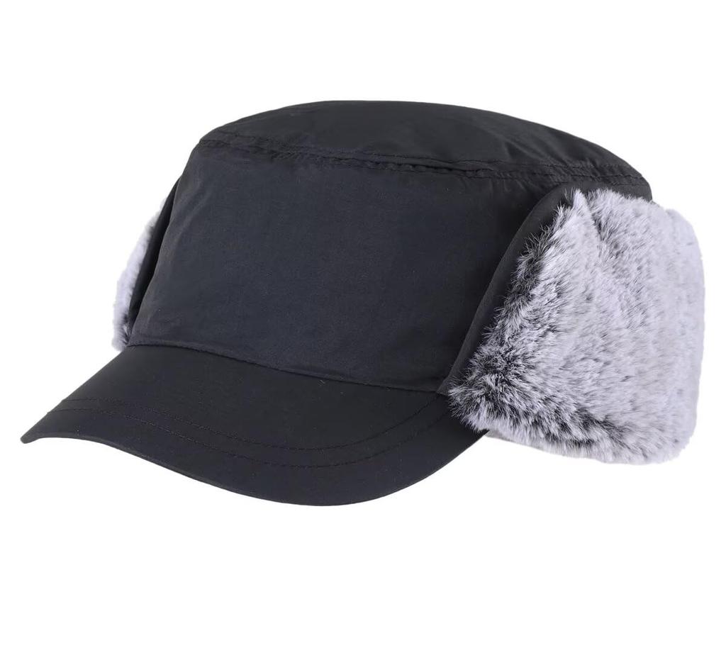 Connectyle Unisex Earmuff Cap for Men, Winter, Outdoor, Cold Weather, Cycling, Warm, Waterproof, Work Cap, Black