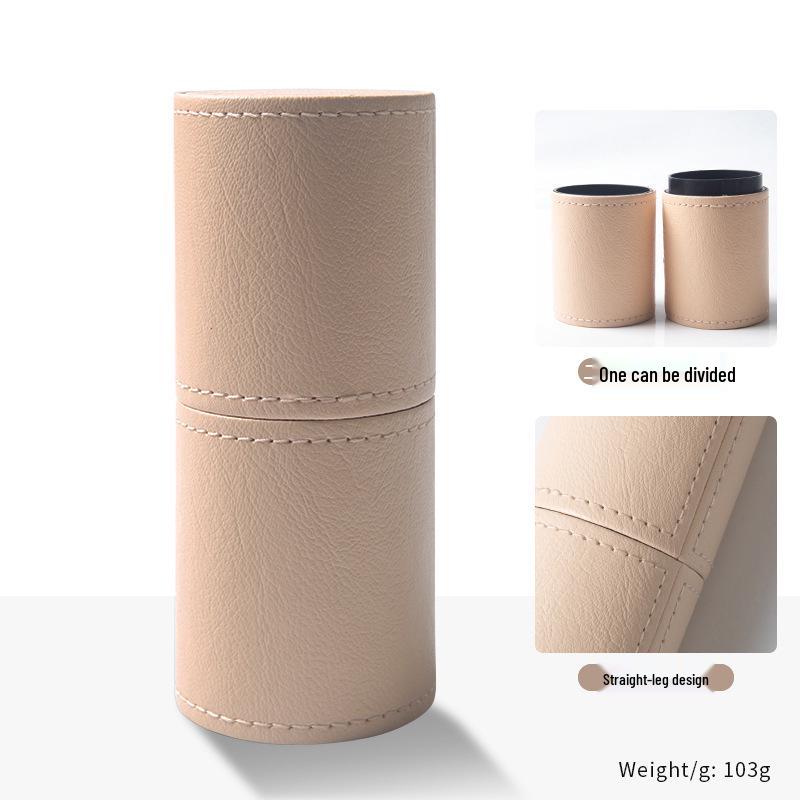 Przenośny Wielofunkcyjny Pojemnik na Pędzle do Makijażu ze Skóry PU z Pokrywką - Mały, Wodoodporny, Pyłoszczelny Rozwiązanie do Przechowywania