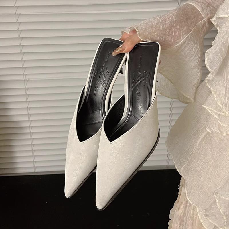 Fashion Concise Pointed Toe Women Slippers Thin Low Heels Casual Party Pumps Summer Slide Mules Shoes Zapatos De Mujer