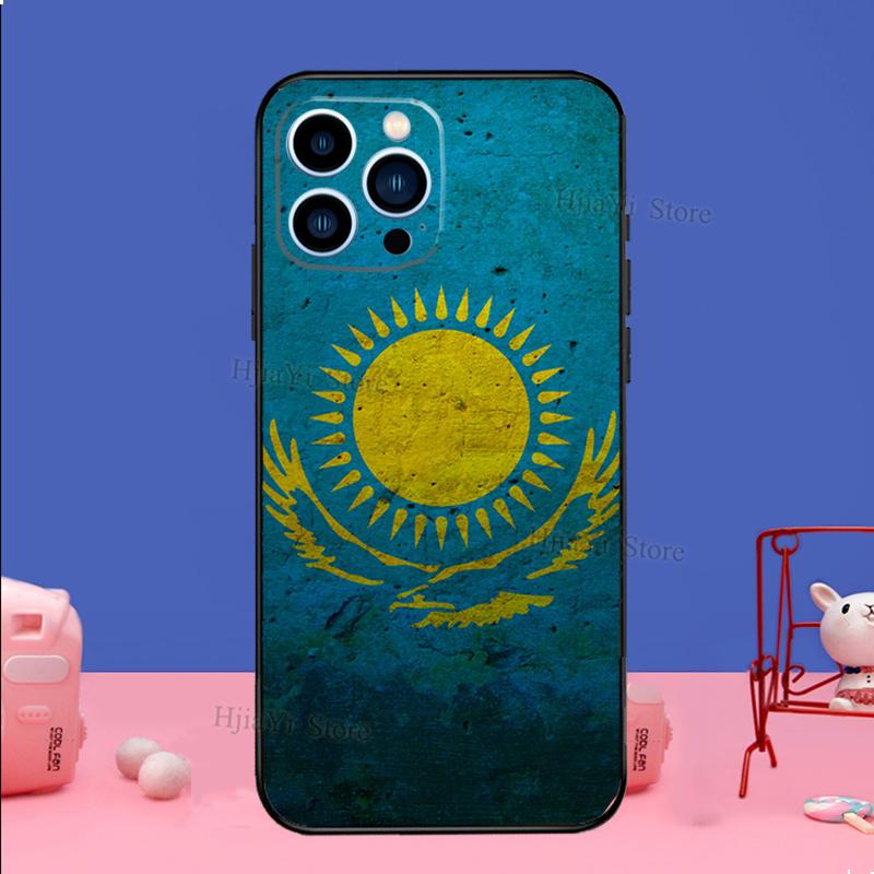 Kazakhstan flag Phone Case For iPhone 16 15 11 12 13 14 Pro Max Mini X XS XR Plus SE2 Funda Coque Capa Cover