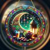Ramadan Eid Acryl Hängeornament Buntes Kreisförmiges Islamisches Dekor für Zuhause Garten Außen Eid al Fitr Mubarak Fest Geschenk