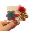 Christmas Hair Accessories - Red & Green Girls' Side Clips: Festive Duckbill Headwear for Autumn/Winter