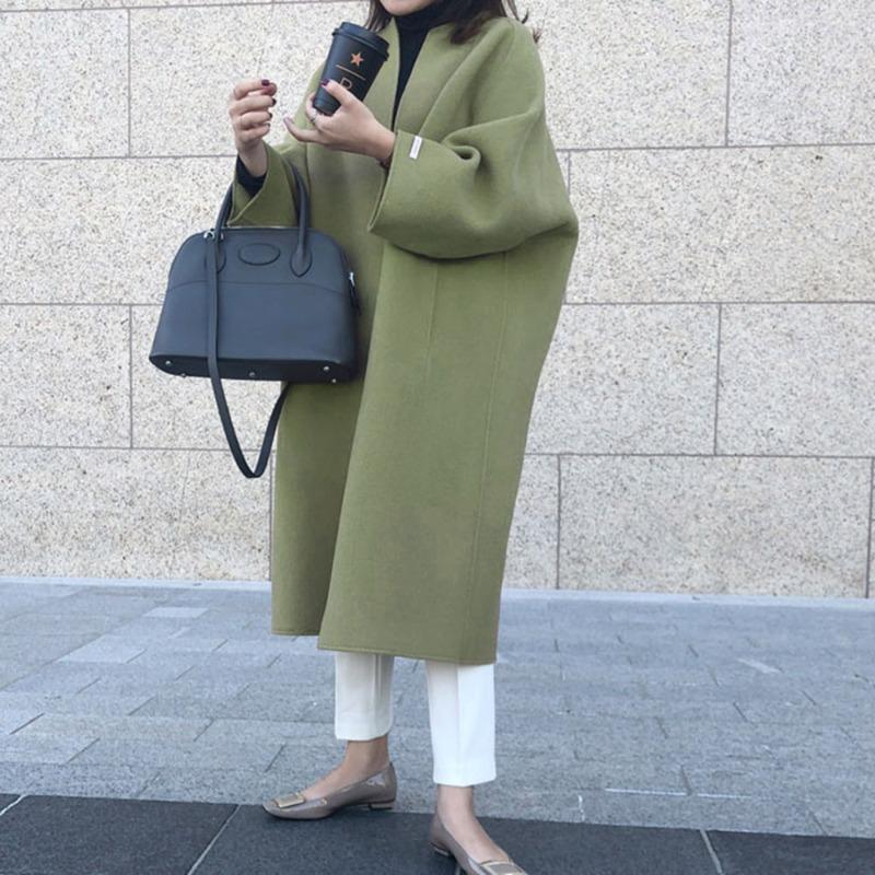In stock, popular women's coats, woolen coats, autumn and winter long straight long coats, tops, women