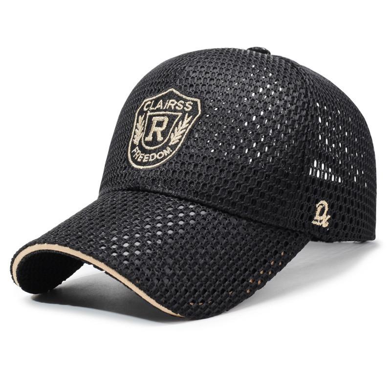 

Polyester Mesh Baseball Cap With Sun Protection Adjustable Outdoor Sun Hat For Men Black