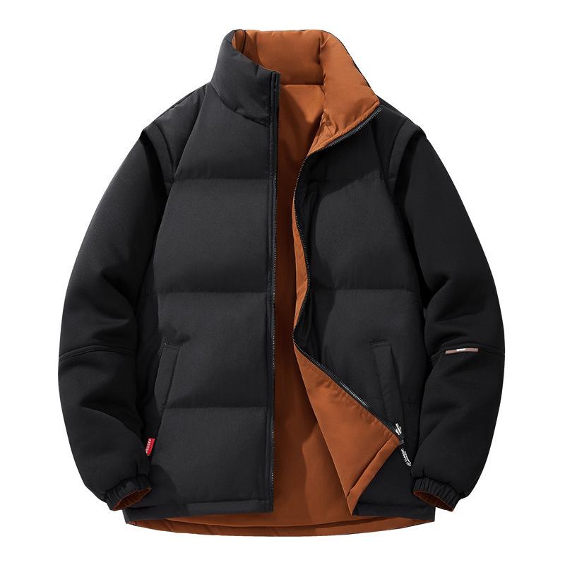 Fake two double-sided cotton-padded clothes, new cotton-padded clothes for men in autumn and winter, thickened cotton-padded clothes 