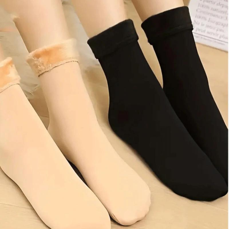 Thicken Thermal Socks Wool Cashmere Black Skin Seamless Snow Sock Velvet Unisex Socks Winter Warm Solid Women Socks
