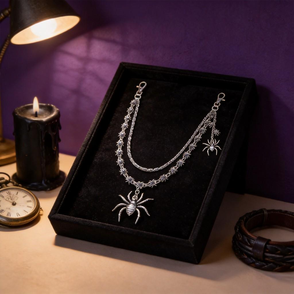 Gothic Dark Web Waist Chain For Men And Women Fashion Accessory With Tassels