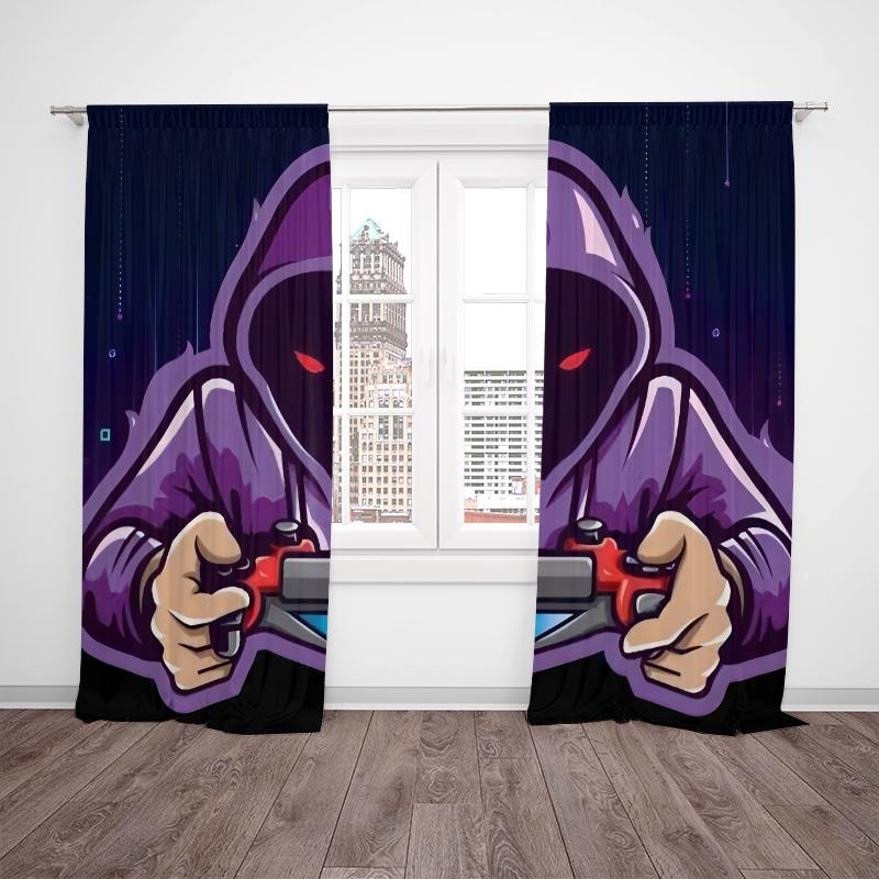 2 Pieces of Hacker Portrait Printed Curtains, Pole Bag Curtains 30*65, Home Decoration, Room Decoration