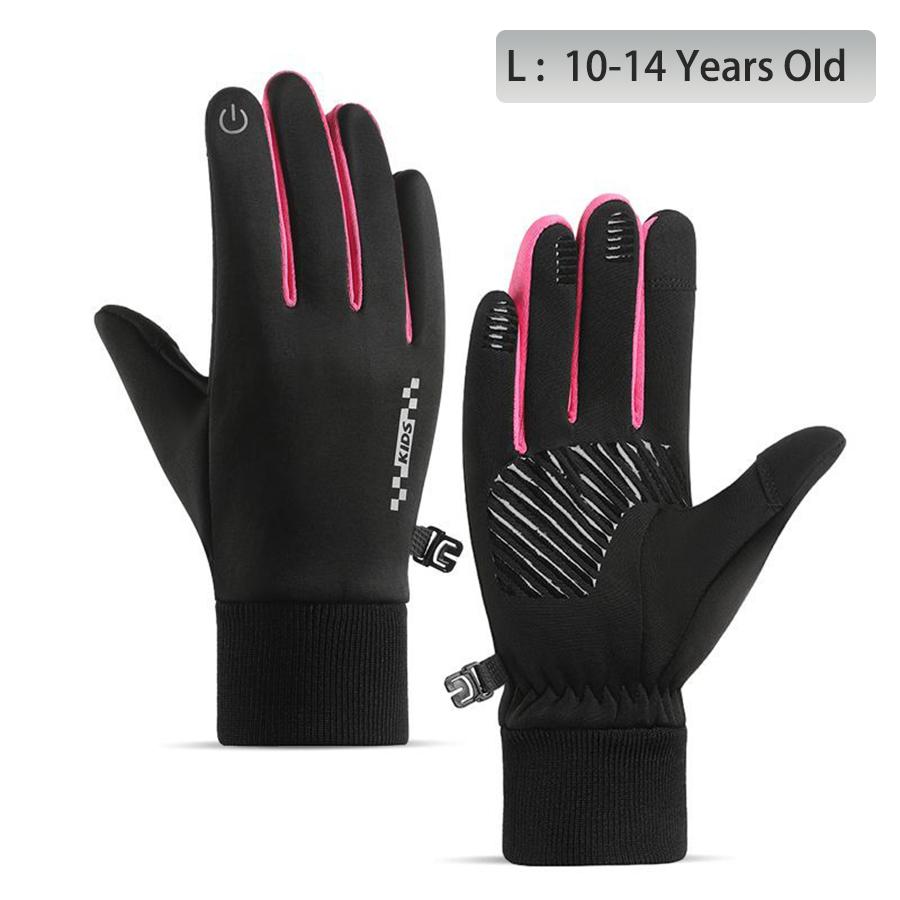 Winter Children'S Gloves Padded Warm Wind Cold Riding Gloves Touch Screen Non-Slip Waterproof Ski Gloves Outdoor Sports Gloves