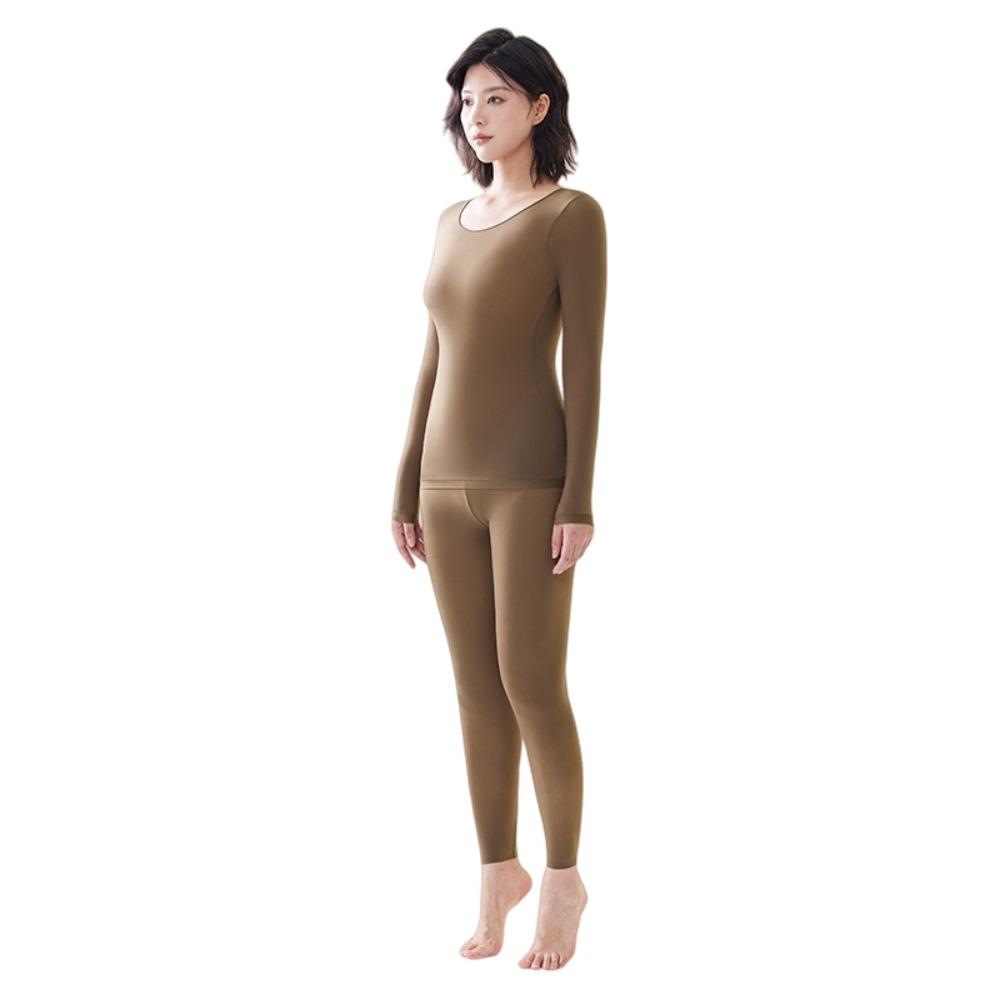Rundhals Damen Thermokleidung Oberteile und Hosen Set Wärme Lange Hosen Thermounterwäsche Unterhemd