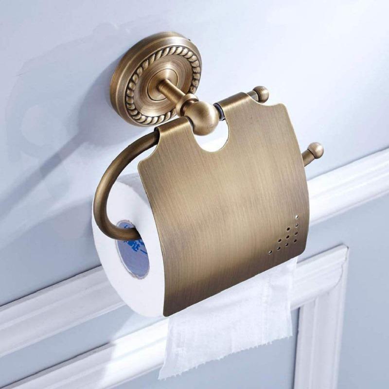 Retro Wall Mounted Toilet Paper Holder Home Bathroom Accessories Brass Roll Tissue Box Bathroom Tissue Holder Wholesale