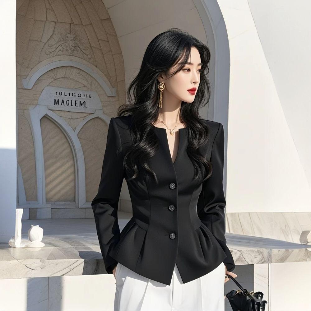 Giacca Primaverile Chic Francese Taglie Forti da Donna - 2025 Lusso Leggero