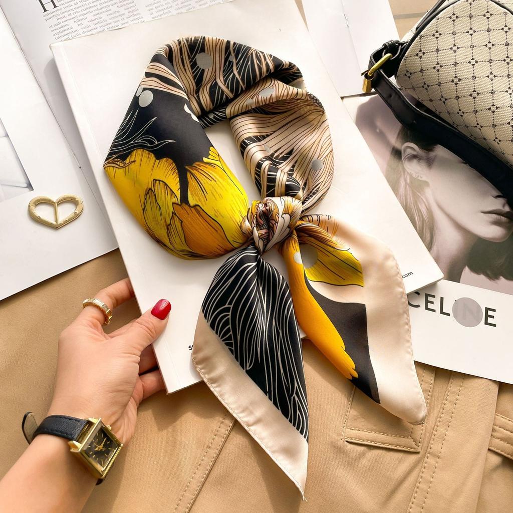 Luxus-Mode-Druck 70*70cm Seide Quadrat Schal Frauen Weiche Satin Haarband Halstuch Krawatte Weibliche Stirnband Foulard Tasche Band