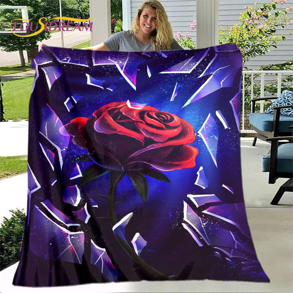Newest 3D Rose Flower Sunflower Blanket,Flannel Blanket Throw Blanket,Sherpa Warm Blanket for Living Room Bedroom Beds Sofa Gift