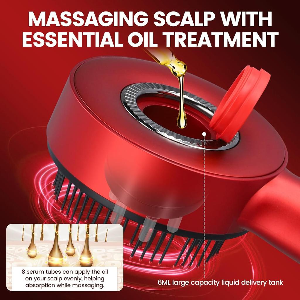 Scalp Massaging Brush,3 in 1 Electric Hair Massager with IPX7 Waterproof,Cordless Red Light Hair Massager,Scalp Massage Comb,Hair Oil Applicator