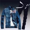 Men's Spring and Fall Thickened Denim Suit Denim Jacket + Jeans 2-piece Set