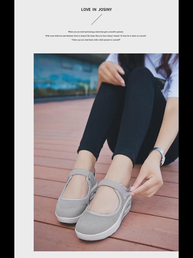 2023 Γυναικεία Ελαφριά Παπούτσια Μπλεγμένο Διχτυωτό Χαμηλά με Αερόσολα και Velcro