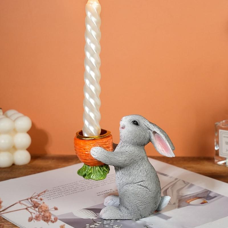 Easter Bunnies Statue Bunnies Tealight Candle Holders Rustics Farmhouse Home Decors Table Centerpieces Housewarming Gift