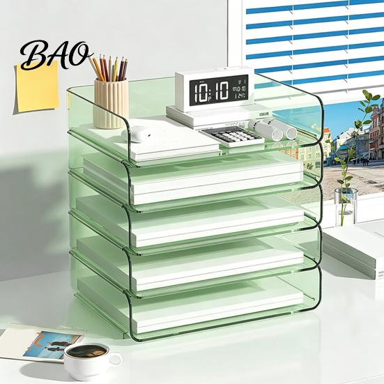 Modern Office Desktop Organizer Large Capacity Desk for Documents Files Letters A4 Paper Book Notes Mail, Compact File Sorter Clear Stackable