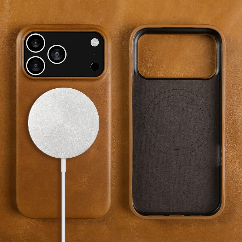 Vintage Oil Wax Full Covered Genuine Leather Case for Iphone 17 Pro Max 16 15 14 13 12 11 for Magsafe Magnetic Phone Cover Cases