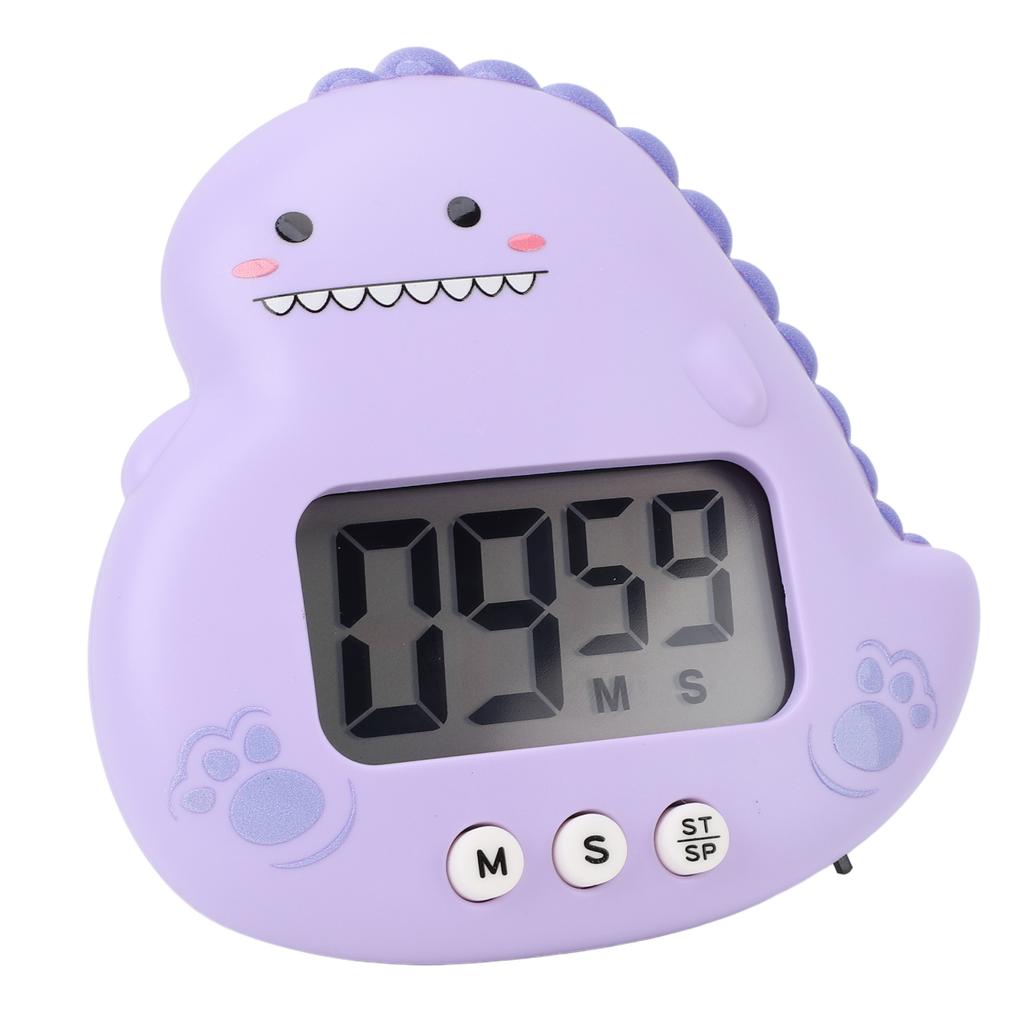 Cute Dinosaur Kids Timer Large LCD Display Loud Alarm Digital Kitchen Timer Magnetic Countdown Timer for Classroom Home
