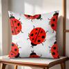 Cute Cartoon Ladybug Cushion Cover Natural Linen Organic Fabric DoubleSided Printing Couch Pillow Covers Home Decor Gift