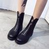 Fashion High Quality Women Comfortable Chunky Heels Front Zipper Ankle Boots Round Toe Shoes Autumn Winter Plus Size 856