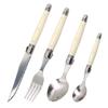 Jaswehome Laguiole Cutlery Set 4piece Steak Knives Forks Soup Spoons Teaspoons Ivory Color Flatware Stainless Steel Tableware